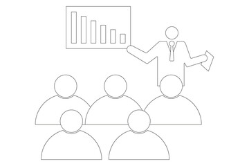 Thin line icons set about business people. Flat symbols, Meeting room thin line icon: group of people at training. Modern vector illustration eps 10