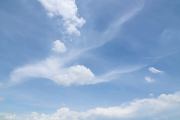 Blue sky with white cloud. Beautiful sky background and wallpaper. Clear day and good weather in the morning.