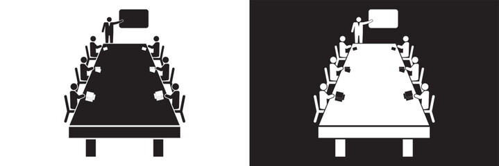 Team business meeting with teamwork and collaboration flat vector icon for apps and websites, Discuss, meeting icon / vector graphics eps 10