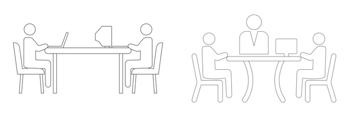 Team business meeting with teamwork and collaboration flat vector icon for apps and websites, Discuss, meeting icon / vector graphics eps 10