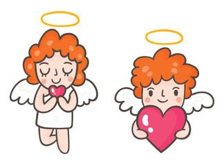 Set Hand drawn cupid character 