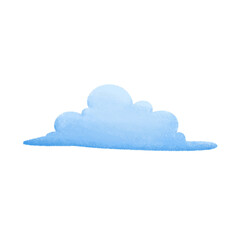 Whimsical Hand Drawn Flat Cloud Illustration in Watercolor Painting Style Puffy Blue Cumulus Playful Element Texture for Weather Nature Dreamy Sky Children's Designs Storybooks Nursery Decoration