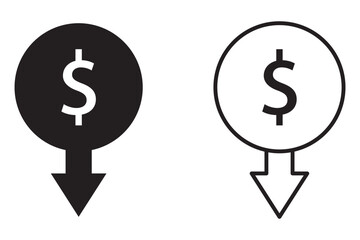 Cash flow icon pack. vector illustration, cost reduce icon vector. cost reduce sign icon eps 10