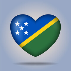Solomon Islands flag heart button Isolated on color gradient background. Exclusive Icon flag
