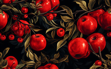 seamless pattern with red apples