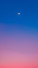 Crescent Moon Over a Tranquil Gradient Twilight Sky