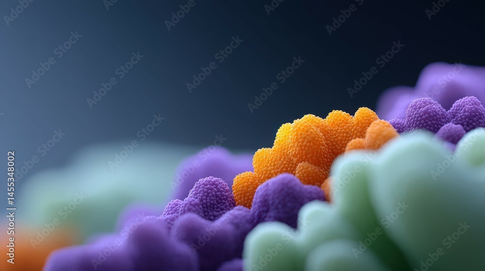 Poster highly detailed microscopic view of colorful cellular structures