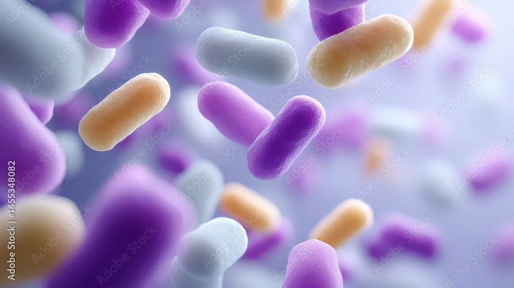Aufkleber hyper realistic 4k visualization of colorful bacteria under microscope