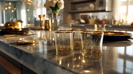 Refreshing Drinkware on a Marble Island