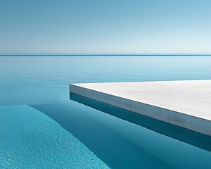 Obraz premium Minimalist Pool Deck over Azure Water