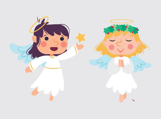 Set Hand drawn cupid character 