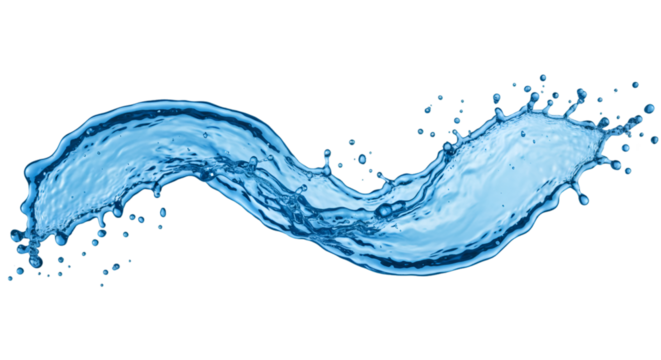 A sinuous water splash against black