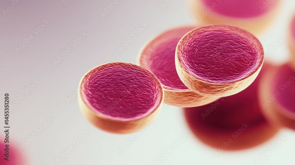 Poster vibrant macro shot of microscope slide with colorful cells