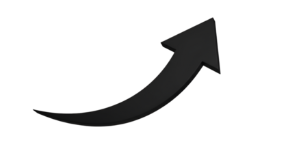 Black arrow curving upward against black