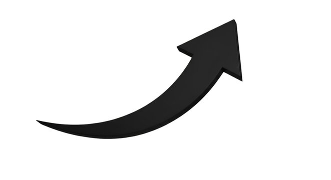 Black arrow curving upward against black