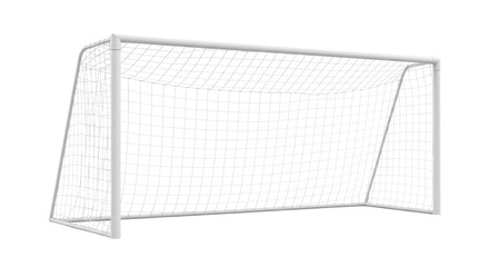 Isolated Soccer Goal with White Net on Transparent Background