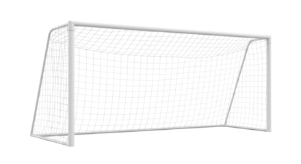 Isolated Soccer Goal with White Net on Transparent Background