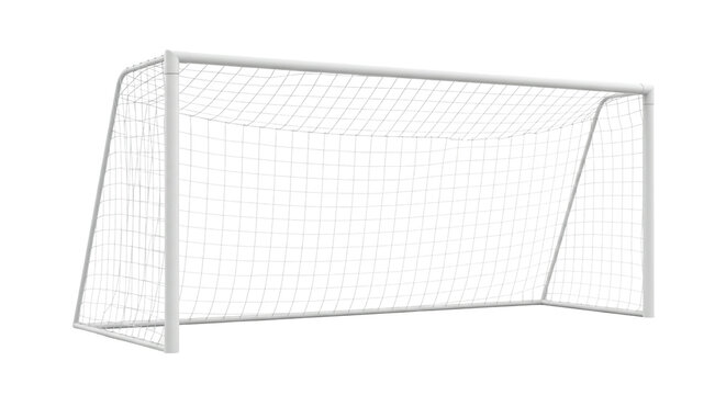 Isolated Soccer Goal with White Net on Transparent Background