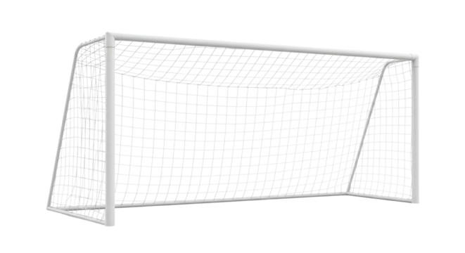 Isolated Soccer Goal with White Net on Transparent Background