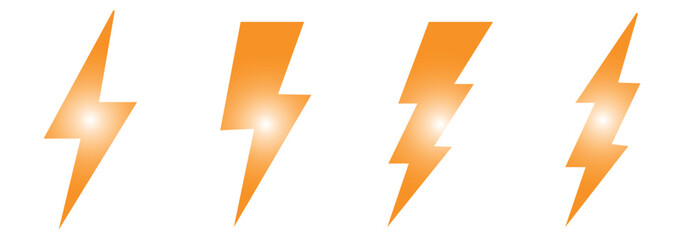 Lightning icon set. Line and glyph flash sign. Outline thunderbolt symbol. 