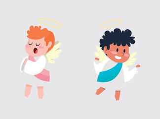 Set Hand drawn cupid character 