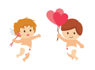 Set Hand drawn cupid character 