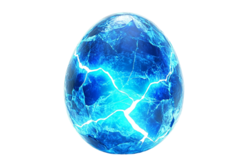 Electric Cracked Glowing Egg On PNG Background