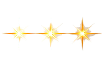 Obraz premium Abstract Golden Stars Shining With Glow Effects on Transparent Isolated Background
