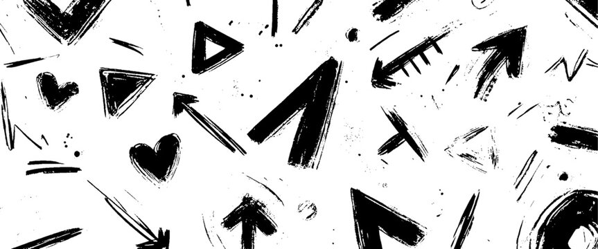 Vector hand drawn doodle icons set elements seamless pattern