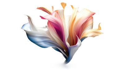 Delicate Peach and Cream Tulip Flower Isolated on White Background

