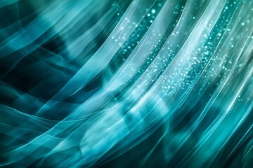 Swirling turquoise abstract lines intertwine with a sparkle effect, creating an ethereal and dynamic visual