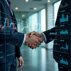 Businessman handshake for teamwork of business merger and acquisition, successful negotiate, hand shake, two businessman shake hand with partner to celebration partnership and business deal concept
