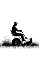 Fototapeta premium Silhouette Of A Man On Wheelchair In Grass Illustration With Black Background