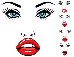 Lips Eyes Eyelashes Woman Lashes Makeup Beauty Salon Logo Sign Graphic Silhouette Shape Clipart Digital Art Illustration