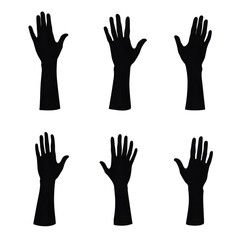 Fototapeta premium Silhouette Of Six Hands Isolated on Transparent Background Illustration