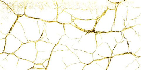 Abstract Illustration Golden Veins Crack Texture Overlay on Black Background