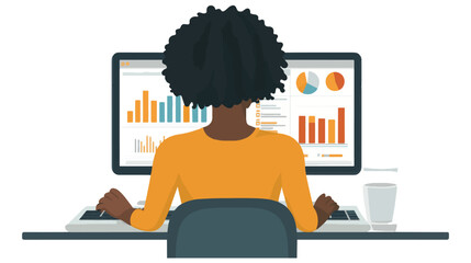 afro american woman working on laptop