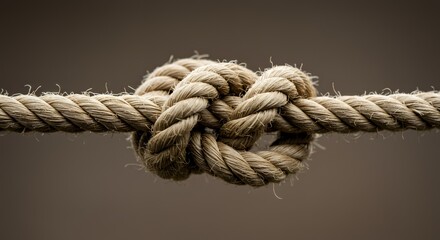 Intricate Knot in Beige Rope Against a Muted Brown Background