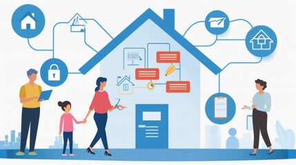 Family Engaged in Smart Home Technology and Digital Solutions