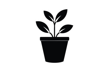 Obraz premium Potted plan icon silhouette on white background