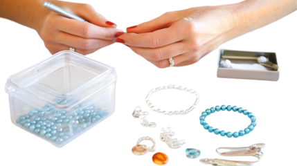 Woman Making Jewelry Isolated on a Transparent Background Photo