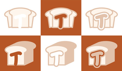 Letter T white bread. This logo combines letters and white bread. Suitable for bread shops, bakery, cafe, and the like.