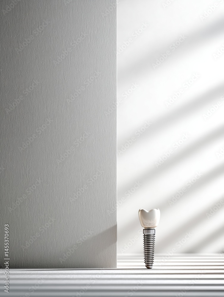 Poster minimalistic display of a clean dental implant with ample copy space for design purposes generative 