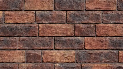Obraz premium Vibrant red brick wall with seamless horizontal weathered texture pattern, high-resolution aged construction material surface for architectural visualization,