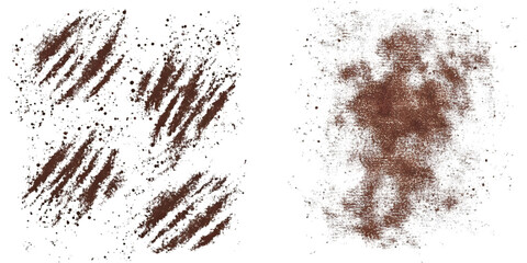 Fototapeta premium Abstract Illustration of Brown Scribbles and White Splatter on Black