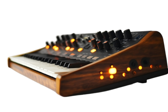 Glowing Wave Dials Synth On PNG Background