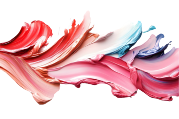 Abstract Illustration of Colorful Swirls of Paint Strokes on Transparent Background