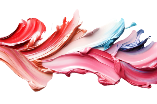 Abstract Illustration of Colorful Swirls of Paint Strokes on Transparent Background