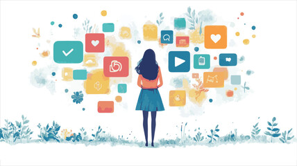vector illustration of a shopping woman