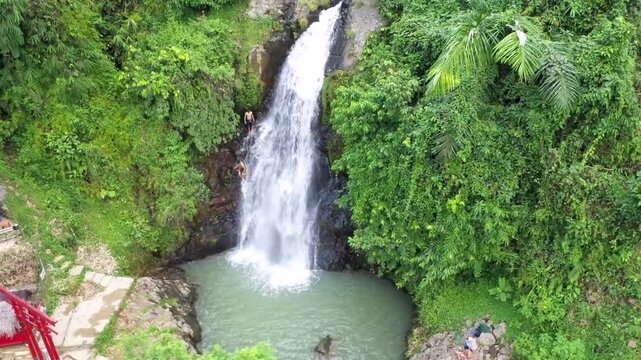 Stock Fotage jump at waterfall bogor west java indonesia